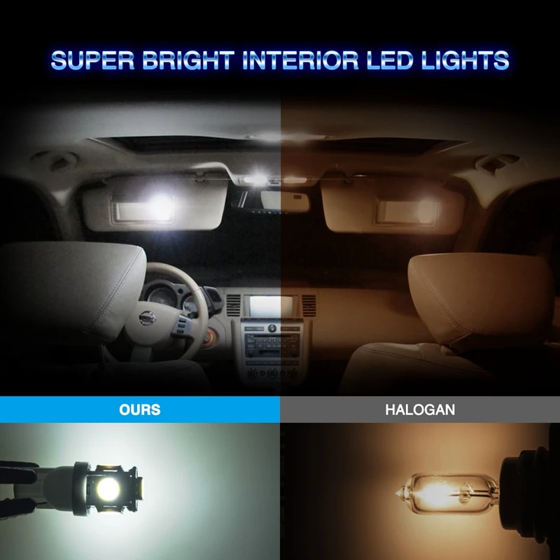 20 шт. супер белые светодиодные лампы T10 Wedge 5-SMD 5050 W5W 2825 158 192 168 194