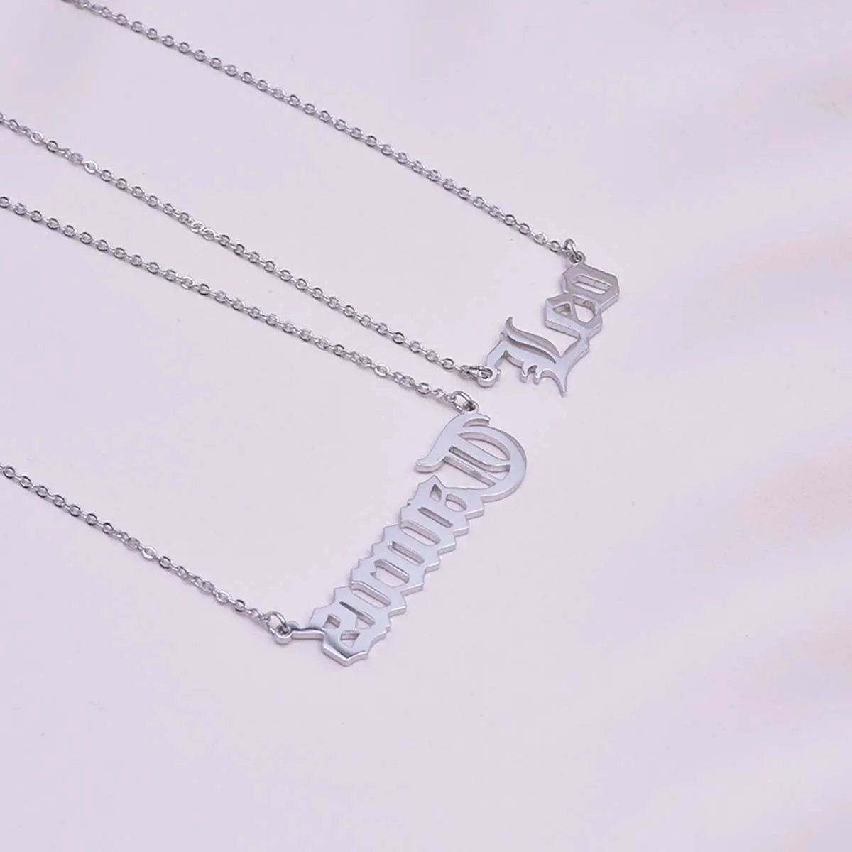 

2Pcs Stainless Steel Zodiac Sign Letter Symbol Clavicle Chain Necklace Rose Gold/Golden/Steel Color Chain Length 45cm