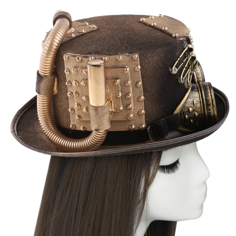 

Steampunk Top Hat For Men With Goggles Gay Hat Bowler Top Hat gay top hat Gay Party Costume Carnival Nightclub