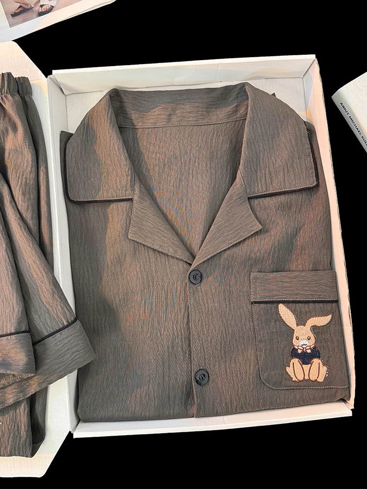 Весна и осень 2024 новые мужские пижамы из тонкого хлопка с длинными рукавами