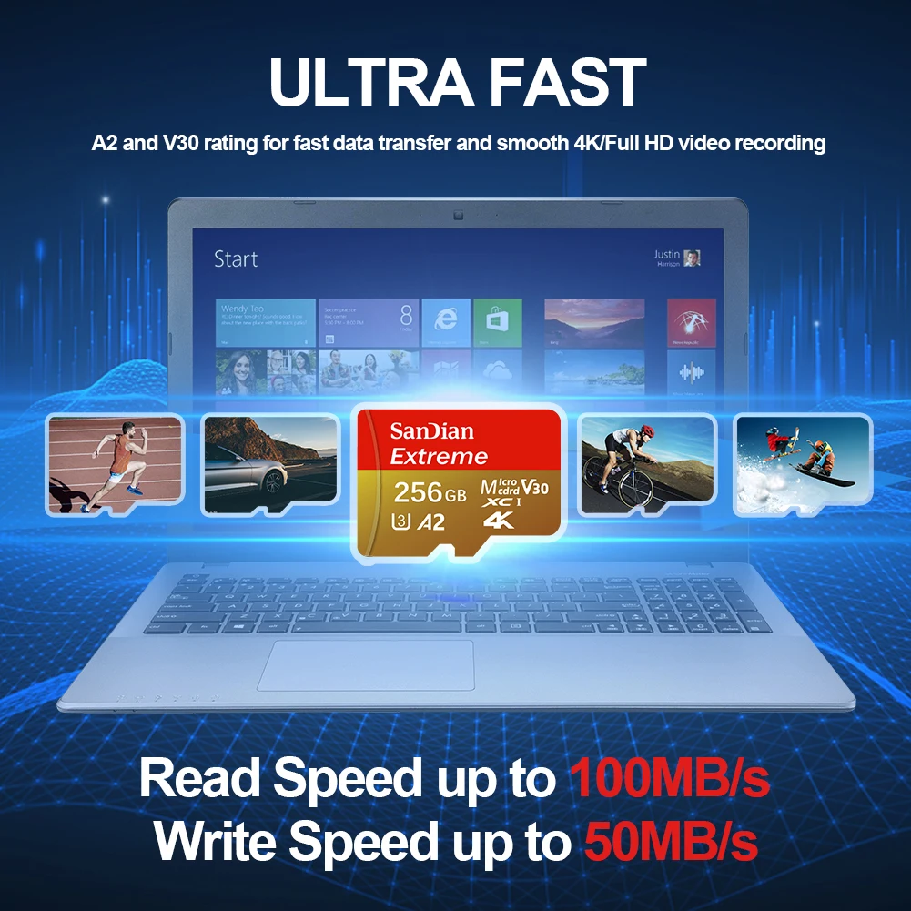 Фото Карта памяти SD 512 ГБ, 64 ГБ, 128 ГБ, 256 ГБ, Micro TF SD, класс 10 UHS-I для телефонов Samsung Galaxy, Xiaomi, Huawei №2