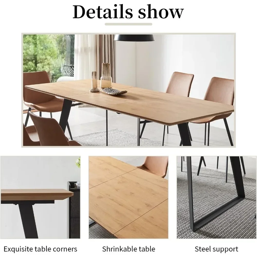 Современный обеденный стол и стулья прямоугольный деревянный расширяемый