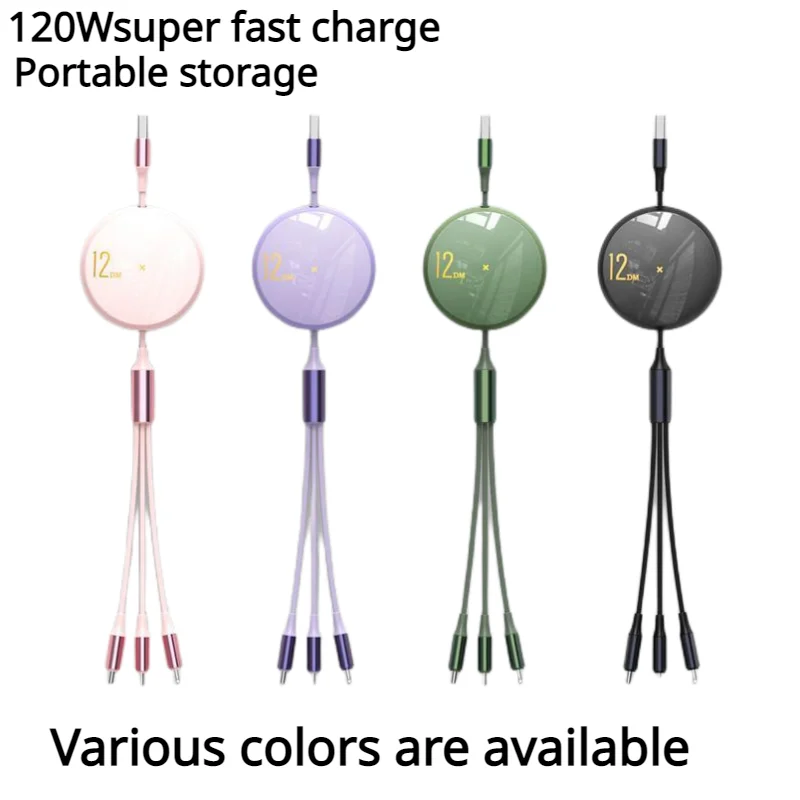 

·3-in-1 data cable retractable 120w super fast charging multi-function suitable for Android Type-C Apple interface car universal