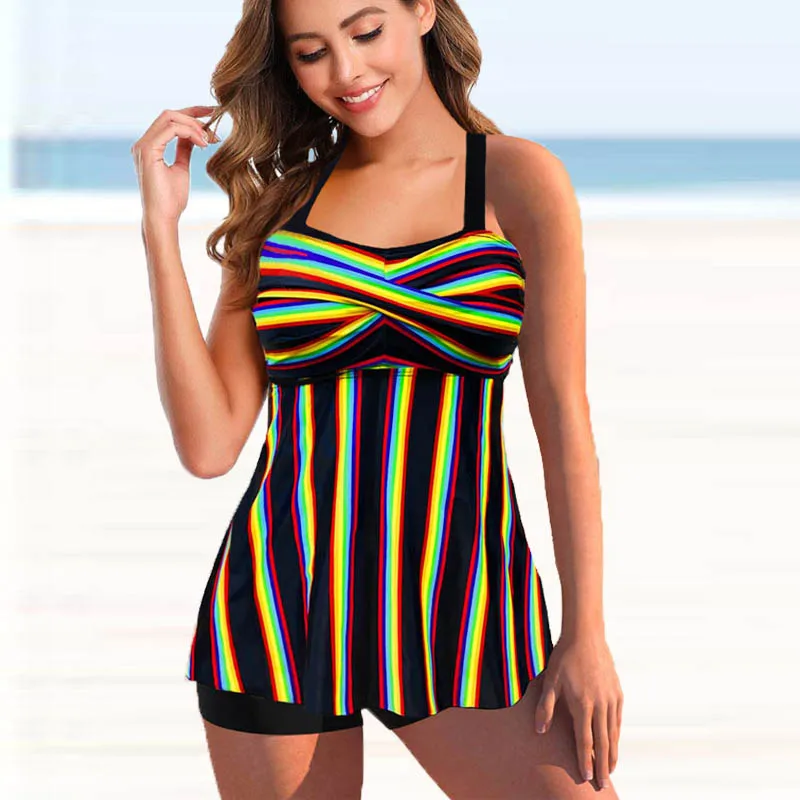 

Новинка 2022, женские сексуальные Полосатые танкини, купальник с принтом, женский купальник, комплект бикини, боди, купальный костюм, летняя п...