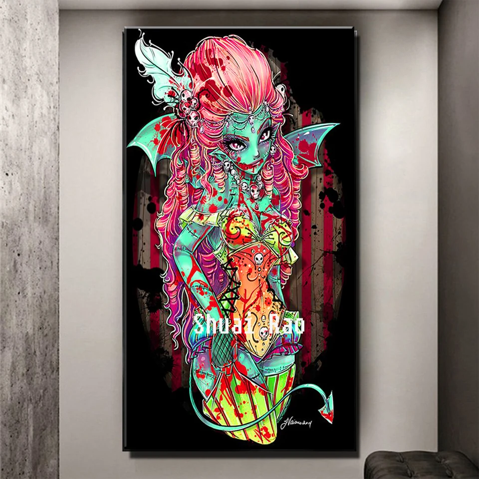 

Алмазная живопись вампира, Русалка, мозаика, искусство, полная Алмазная вышивка, ужас, Череп, фея, аниме, рукоделие, хобби, подарок, домашний д...