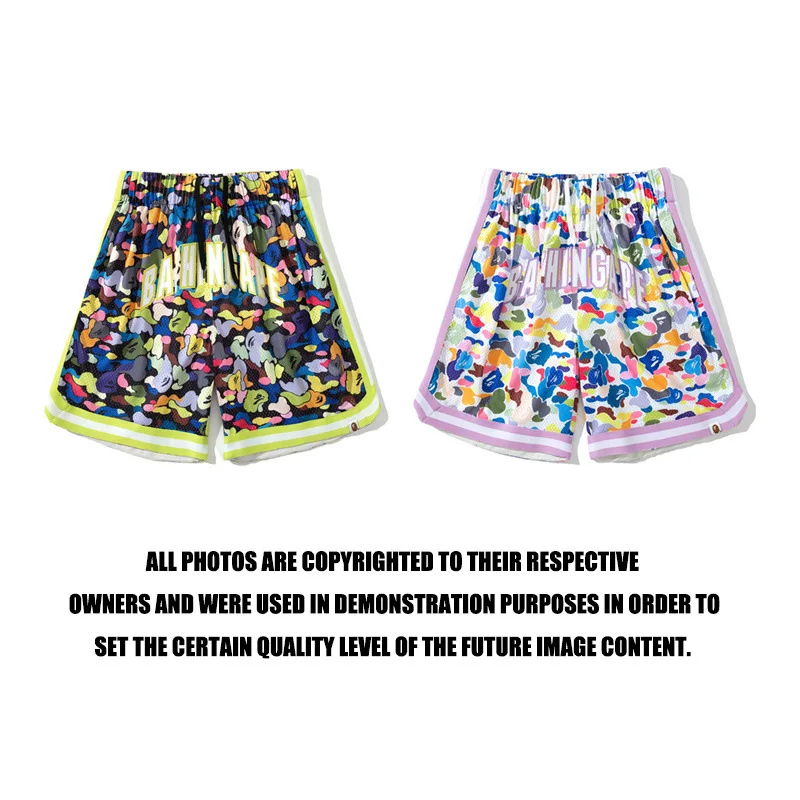 

2024 A BATHING APE tide candy color camouflage mesh breathable shorts men women couples wear big size loose beach pants BAPE