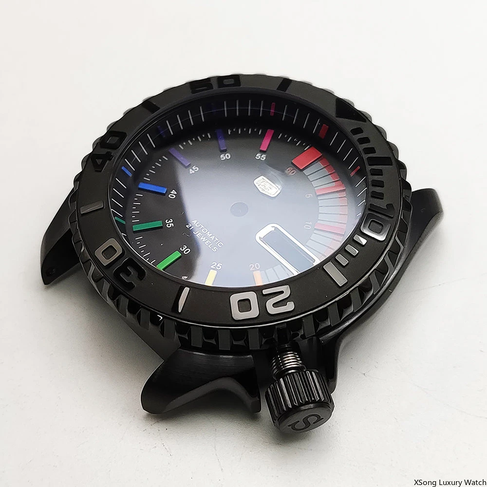 42mm Watch Case SKX007 Mechanical Stainless Steel Cases Ceramic Sapphire Glass Fit nh35a nh36a 4R Movement Waterproof Watch Case