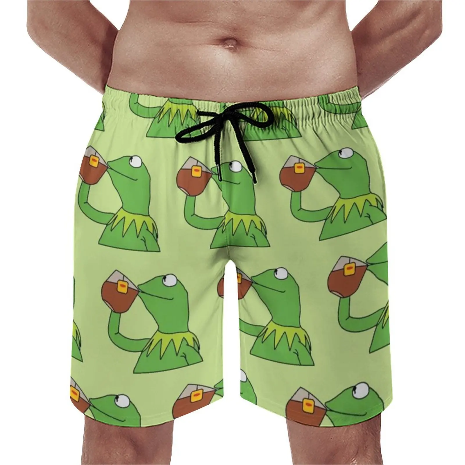 

Пляжные шорты Frog Meme Hawaii, мужские быстросохнущие шорты для бега, размера плюс