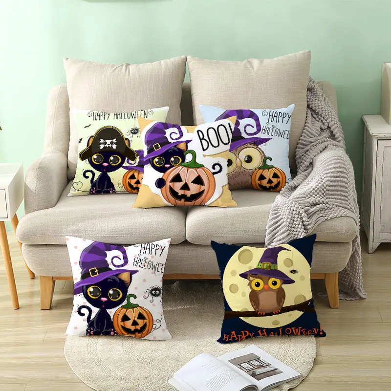 Домашний декор искусственная тыква Сова Декор наволочка Хэллоуин печатный