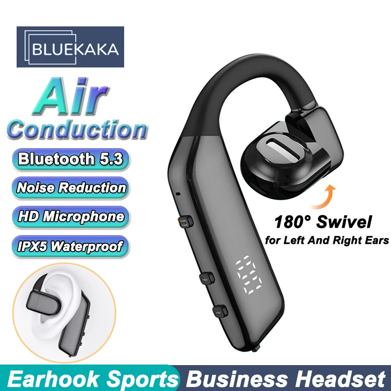 

Air Conduction Wireless Bluetooth Headphones Long battery lifeBusiness Hands-free Noise Canceling Headet Earhook Earphone HD Mic