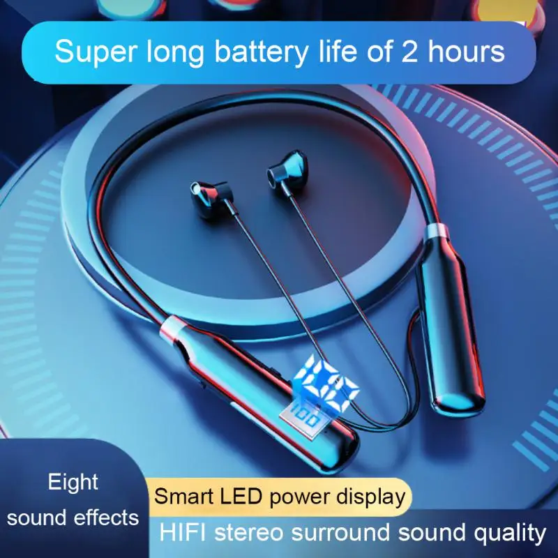 

With Mic Earbud Led Display Noise Cancelling Bluetooth Neckband Magnetic Earphones For Xiaomi Huawei Iphone Waterproof