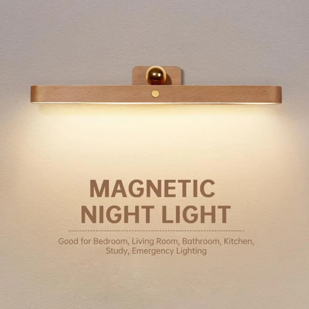 

Dc5v 1A Led Wooden Mirror Front Fill Light Adjustable Angle 4000k Magnetic Design Wall Lamp Night Light