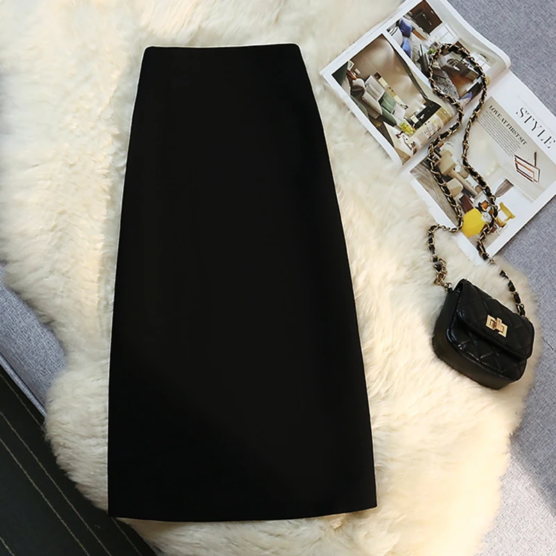 Женская прямая офисная юбка с высокой талией