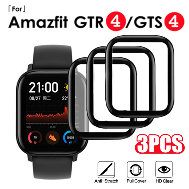 

3D Curved Edge Soft Film for Huami Amazfit GTS 4 GTR 4 Anti-Scratch Full Cover Screen Protector for Amazfit GTS4 GTR4 Not Glass
