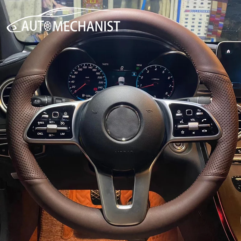 Кожаная оплетка для руля автомобиля текстурные мягкие Защитные чехлы с иглами и