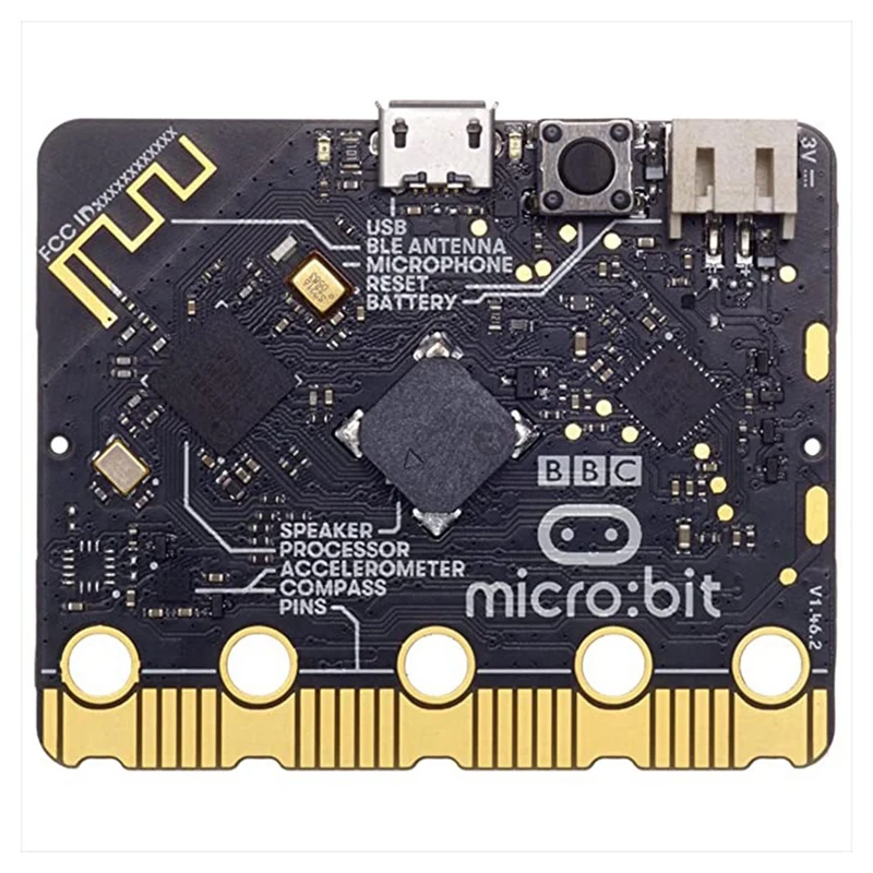 Стартовый комплект Microbit Board V2 имеет встроенные динамики и микрофон с поддержкой