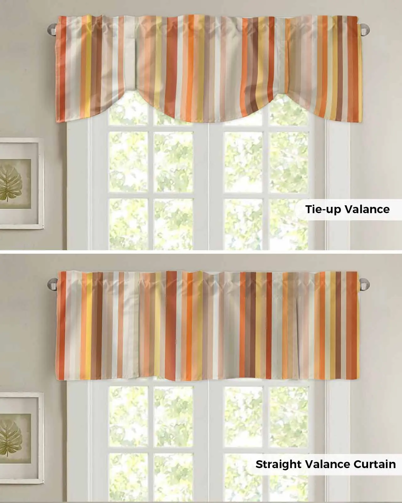 Оранжевые полосы геометрические абстрактные короткие оконные занавески