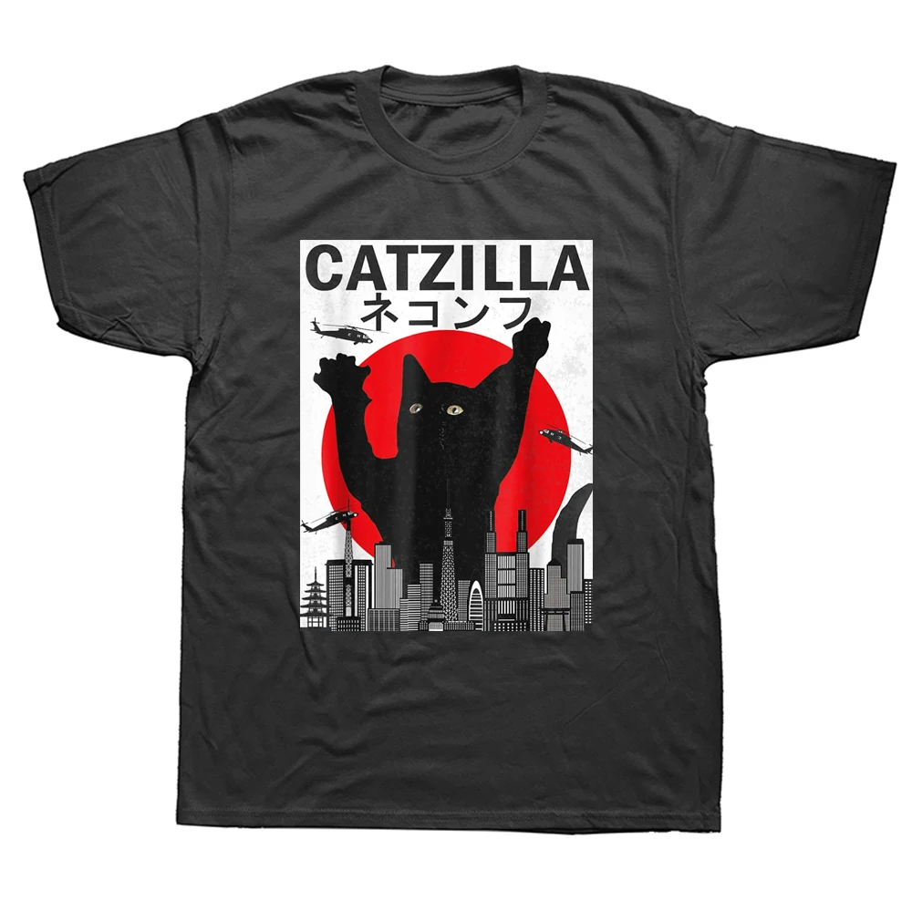 

Funny Vintage Catzilla Japanese Sunset Style Cat LoverT Shirts Graphic Streetwear Short Sleeve Birthday Gifts Summer T-shirt