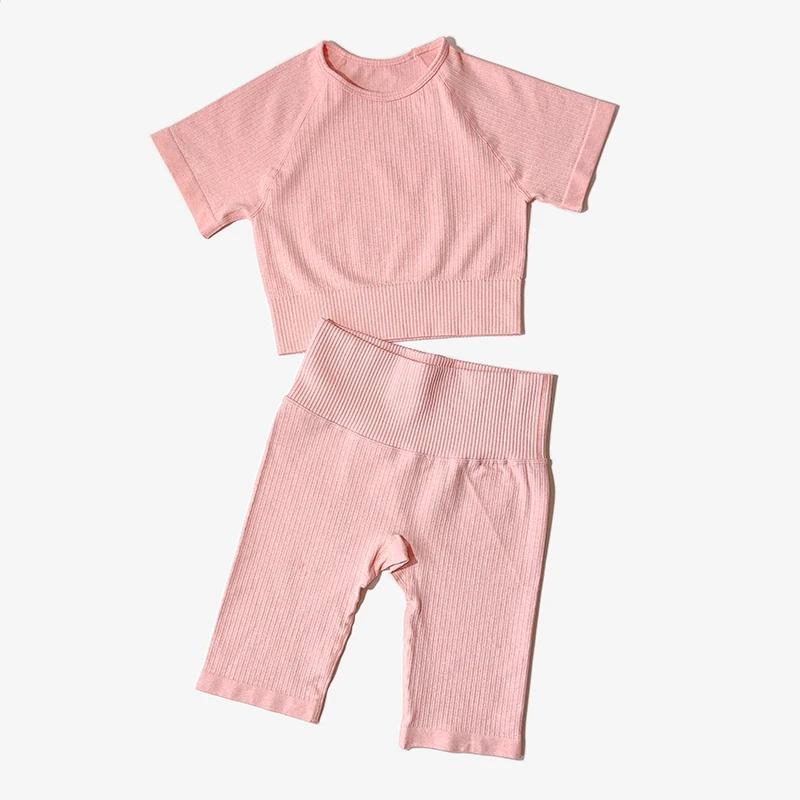 WAREBALL Seamless Yoga Set Women 2pcs Crop Top T-shirt High Waist Shorts Gym Clothes Sport Suit Workout Outfit Sport Wear