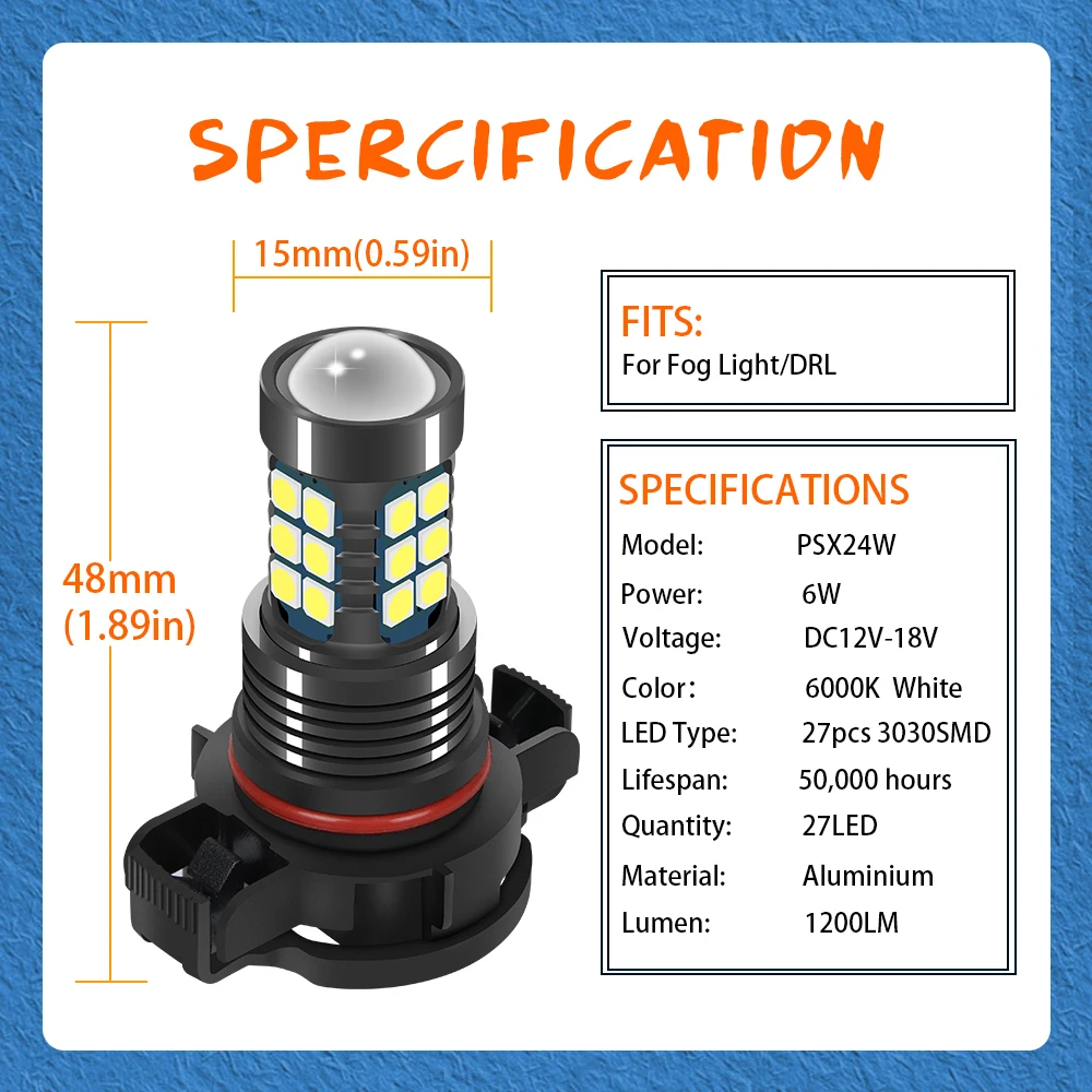 2 шт. светодиодные лампы автомобиля передние противотуманные фары аксессуары для