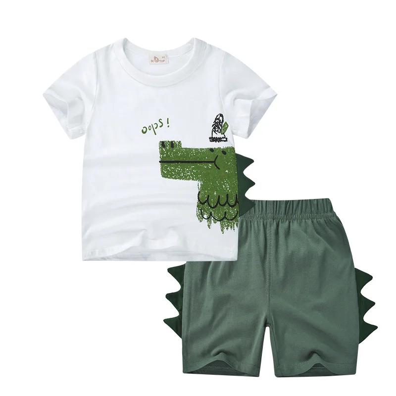 

Boys T-shirt Shorts Set 12M-7Y Kids Summer Clothes Dinosaur Print Two-piece Set