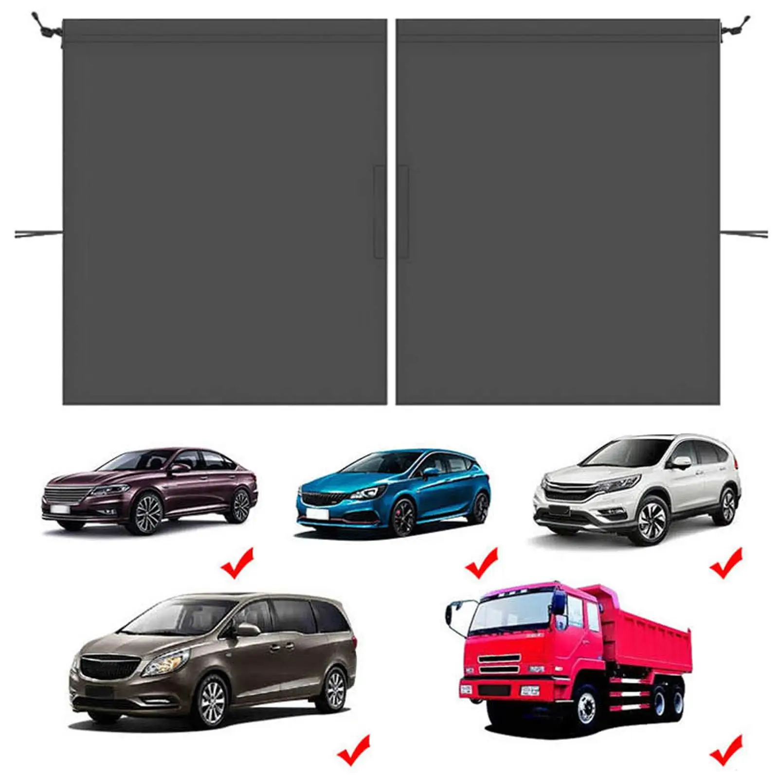 

Auto Cab Cabin Divider Curtain 190T Car Sunshade Curtains 134x78cm Removable Vehicle Sun Shade Covers With Tether For Cab Cabin