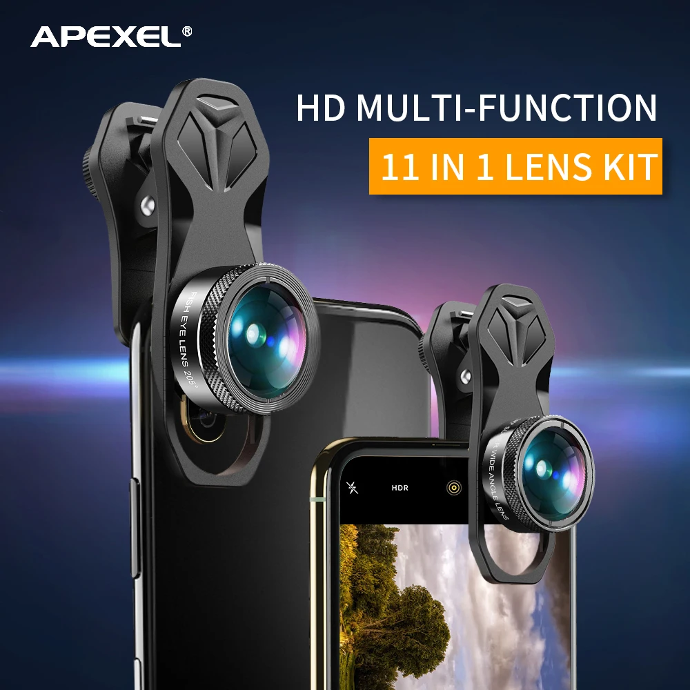 Factory price Multi-functional APEXEL DG11 HD Phone Camera Lens Eleven-lens-in-one Glass photography for Mobile |