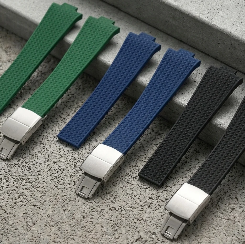 Фото Ремешок для часов Tissot PRX 35 мм/40 мм, 11 мм/12 мм, из каучука FKM CTS, с быстросъемной застежкой. №2
