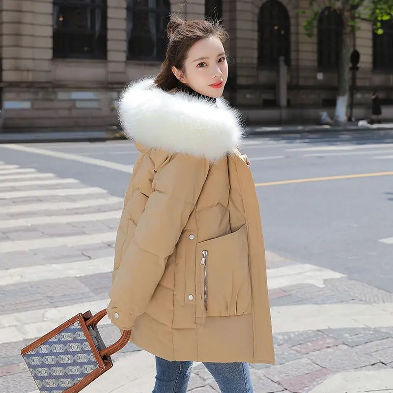 

Loose cotton-padded jacket thickened plus-size cotton-padded jacket in autumn and winter is slim and solid color fashion coat.