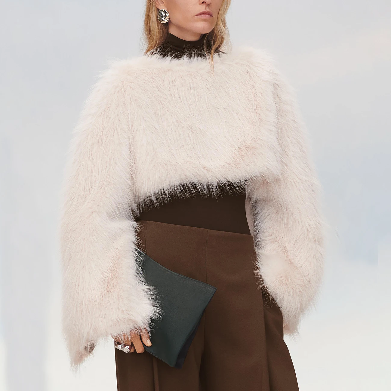 AI.Fashion Winter Casual O Neck Faux Fur Coats Women Solid Slim Jackets Elegant Long Sleeve Short Female Ladies