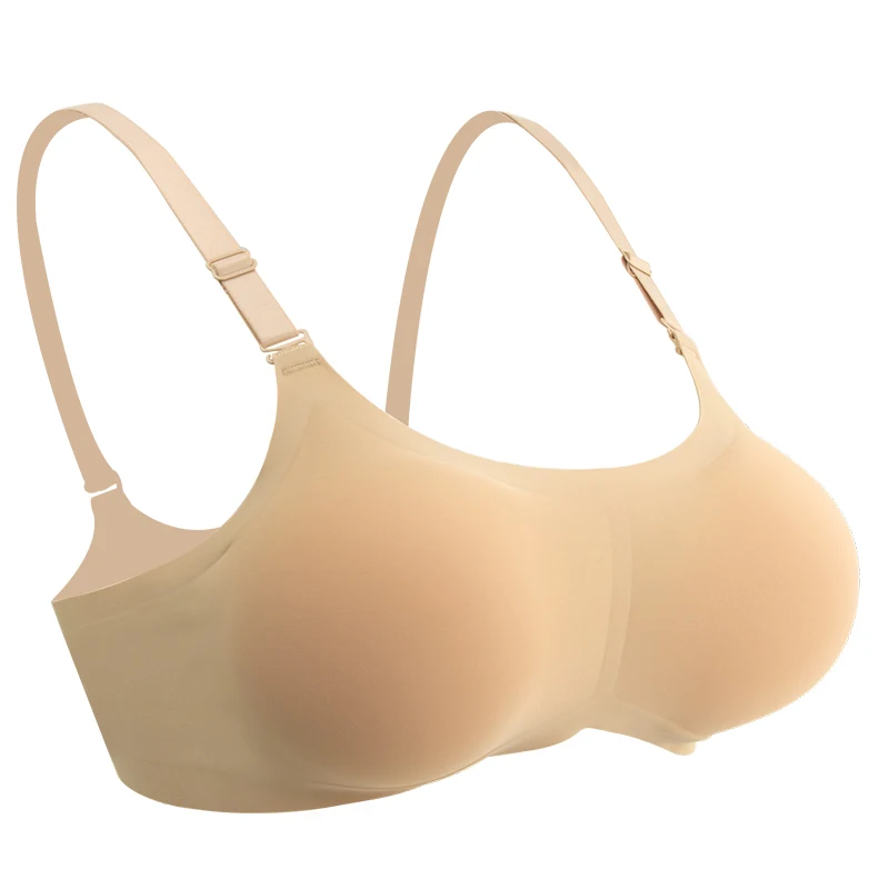 2014 Round Shape Silicone Fake Breast Forms Push Up Seamless One Piece Bra for Crossdresser Shemale Drag Queen