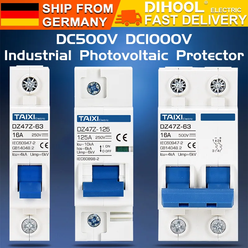 

Миниатюрный автоматический выключатель постоянного тока, 16 А, 25 А, 32 А, 40 А, 63 А, 500 А, А, В, 1P, 2P, MCB, отсоединительный переключатель для системы солнечной батареи, PV