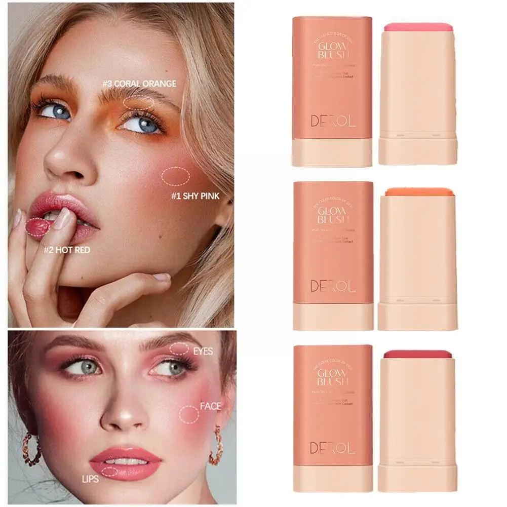 

Rotating Cream Blush Stick Matte Silky Waterproof Face Makeup Moisturer Cheek Multi Rouge Stick Lips Eyes Natural Tinted Bl F9Y9