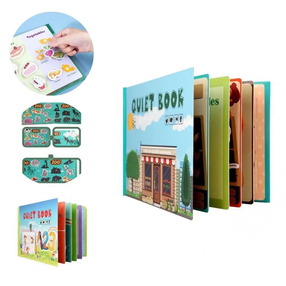 

1 Set Pasting Card Easy to Use Full of Fun Perception Training Kids Quiet Busy Book Cognition Sticker for Preschool