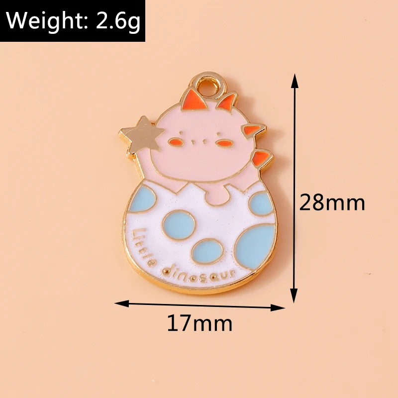 Leslie 10Pcs Cute Enamel Animals Funny Bee Dinosaur Bear Corgi Dog Charms Pendants For Bracelet Necklace DIY Jewelry Making