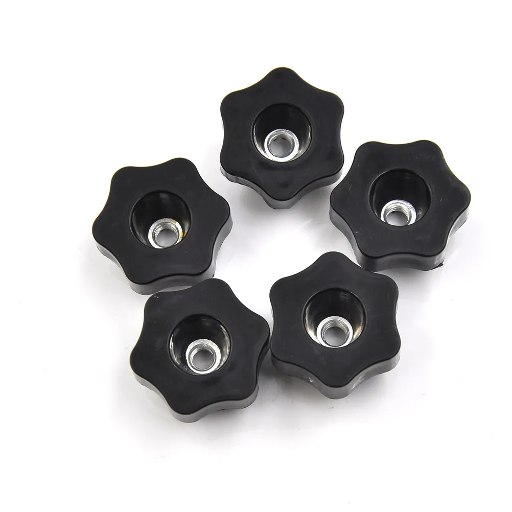 

New 4Pcs M6 Female Thread Star Shaped Head Clamping Nuts Knob with through-hole