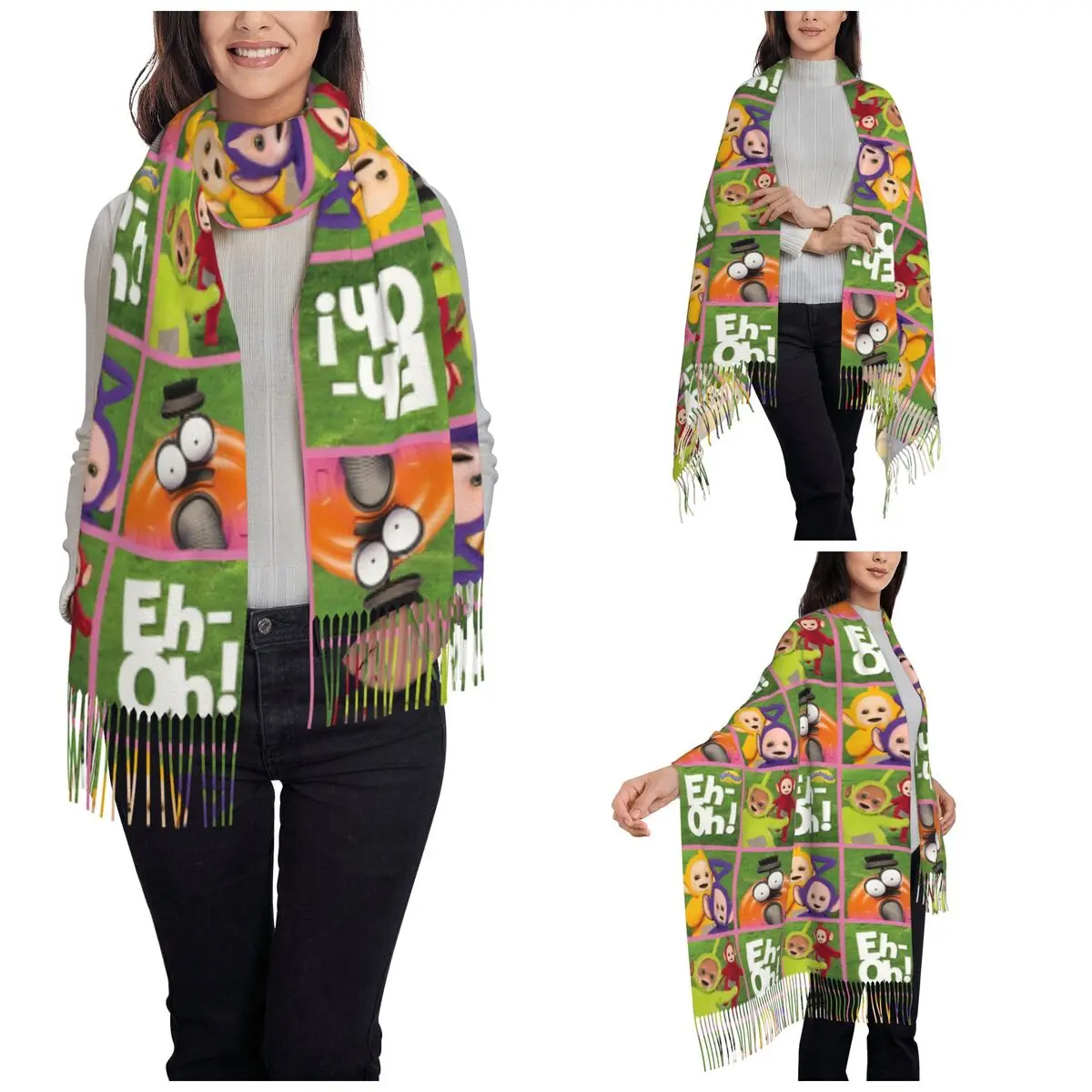 Teletbies ubtinky Winky Laa-Laa шаль для женщин Зимний теплый большой мягкий шарф милый