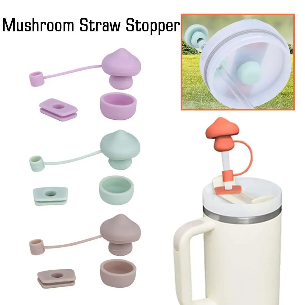 

Silicone Mushroom Straw Cover Cap Kit Straw Topper Dust Plugs Set for Stanley Tumbler Reusable Straw Lid