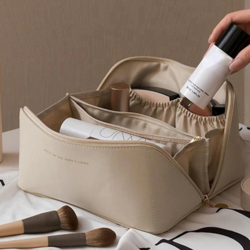 

Large-Capacity Travel Cosmetic Bag Portable Leather Makeup Pouch Women Waterproof Bathroom Washbag Multifunction Toiletry Kit