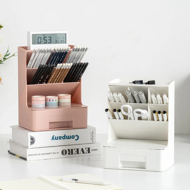 

Dust-proof Multifunctional Desktop Storage Box Cosmetics Storage Box Office Student Desk Stationery Storage Pen Holder