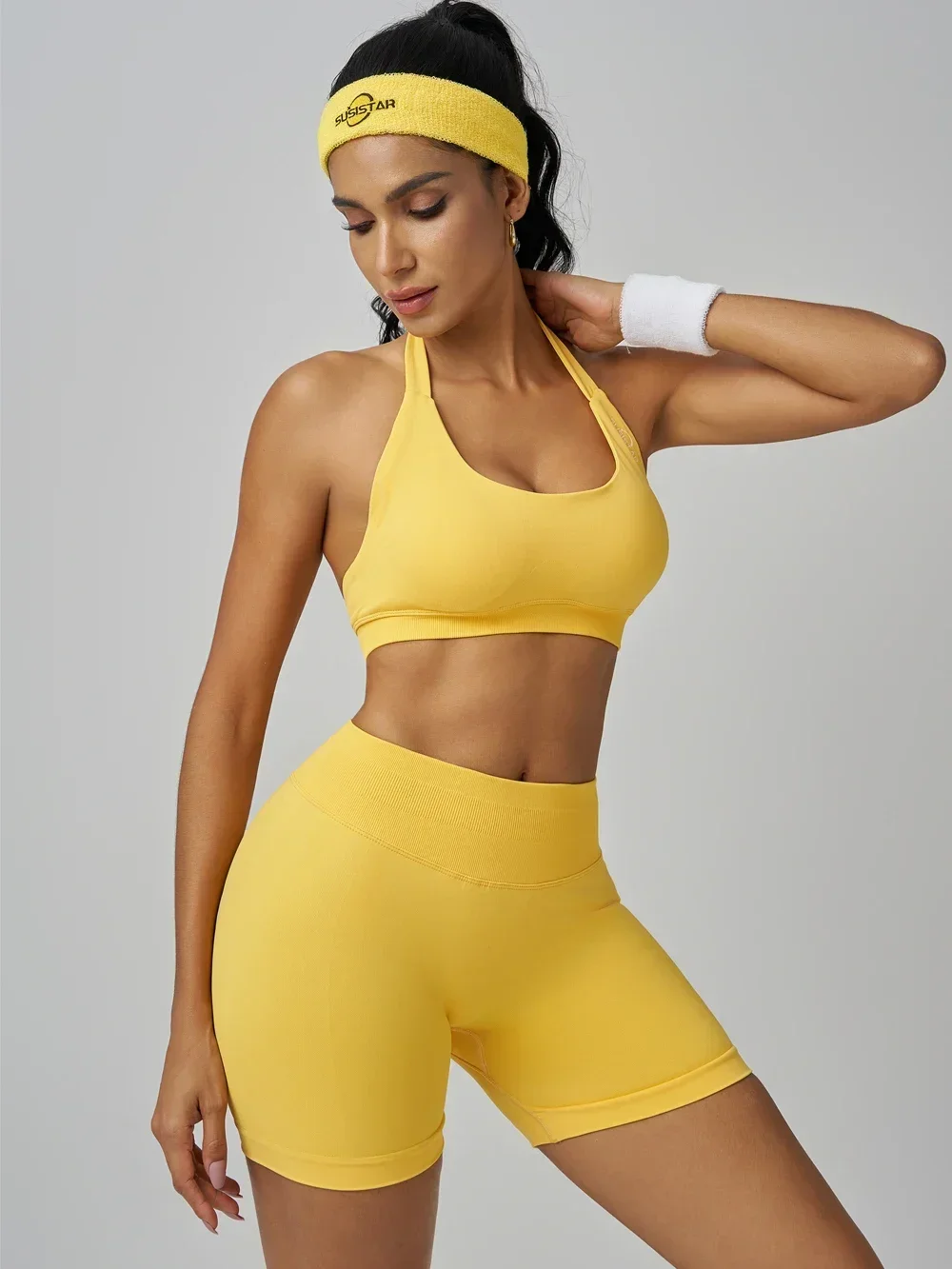 Одяг для тренировок susistar женщин бесшовные леггинсы в рубчик с высокой талией