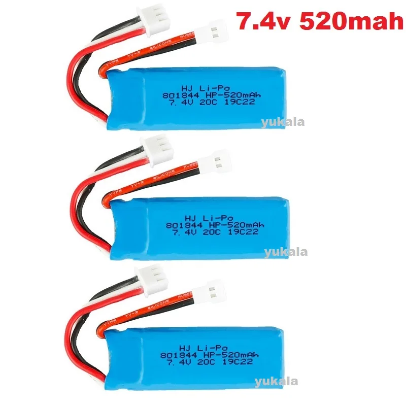Аккумулятор Lipo 2S 7,4 В 520 мАч 20c 801844 для самолетов wltoys F959 F22 XK A180 A600 A700 A800 A430 R/C, аккумулятор Lipo 7,4 В 520 мАч