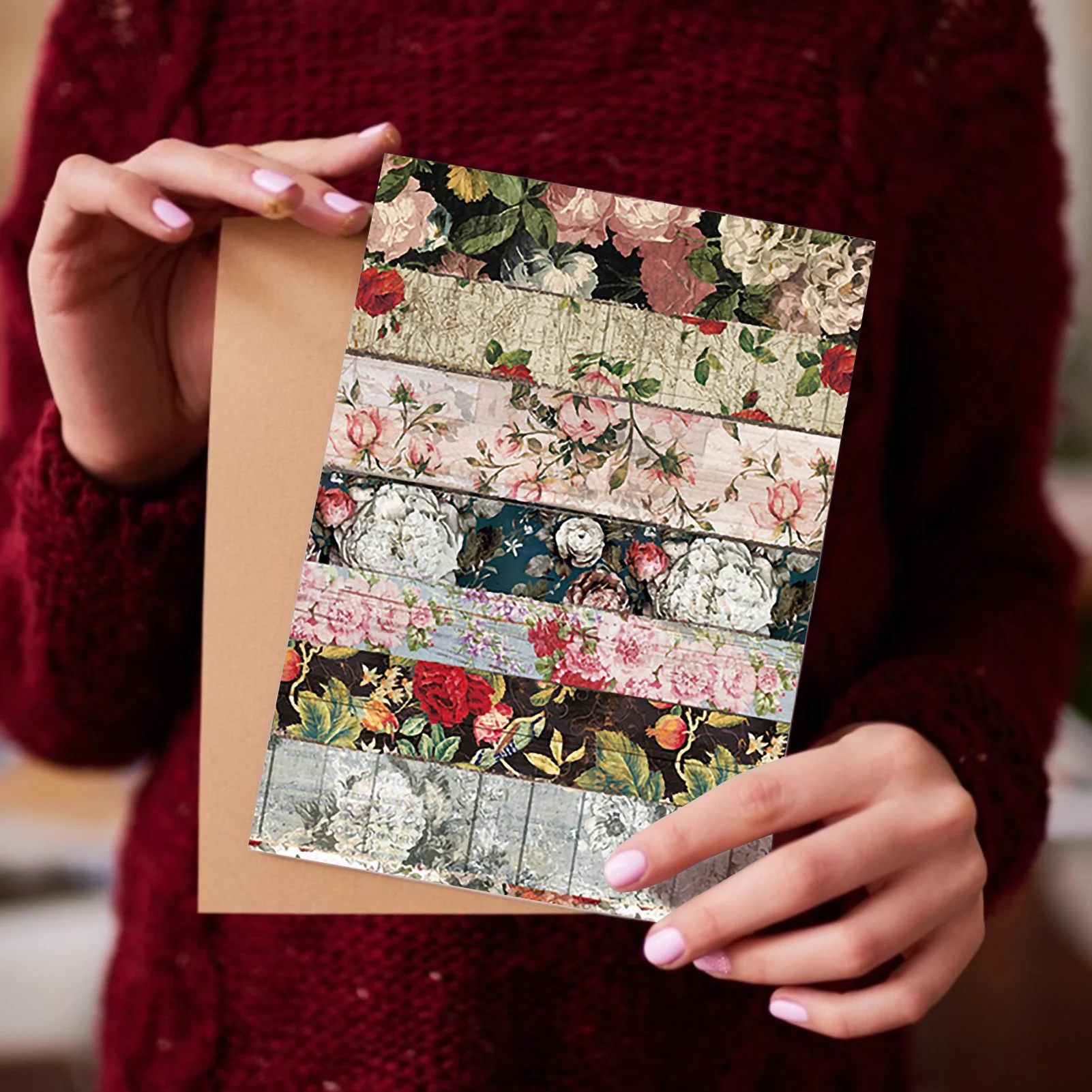 

Vintage Scrapbook Stickers Set Retro DIY Journaling Paper Supplies Single-sided Handmade DIY Clip Crafts Papers 6in Various