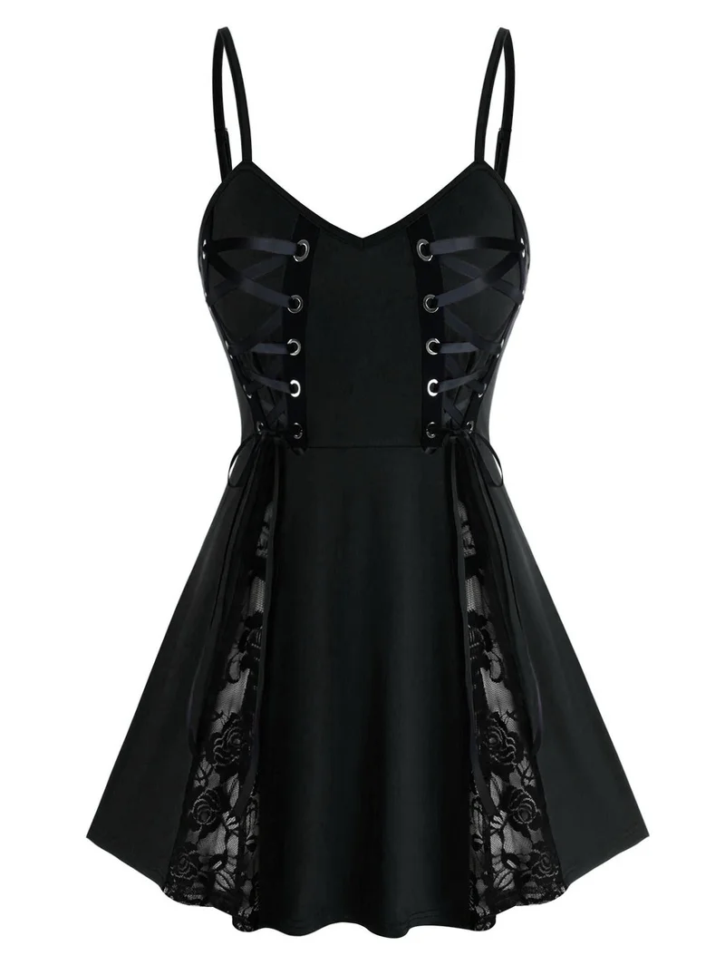 Майка женская на бретельках Готическая пикантная рубашка без рукавов кружевная