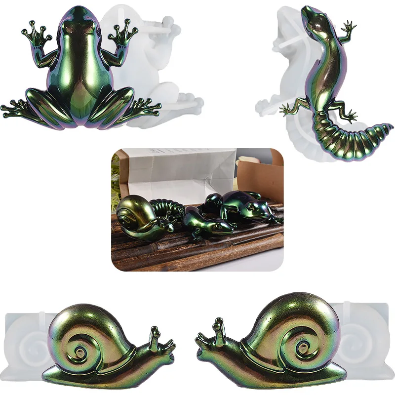 

3D Frog Lizard Snail Silicone Molds Animal Mold Crystal Epoxy Resin Mold Ornament DIY Aromatherapy Candle Home Decor Xmas Gift