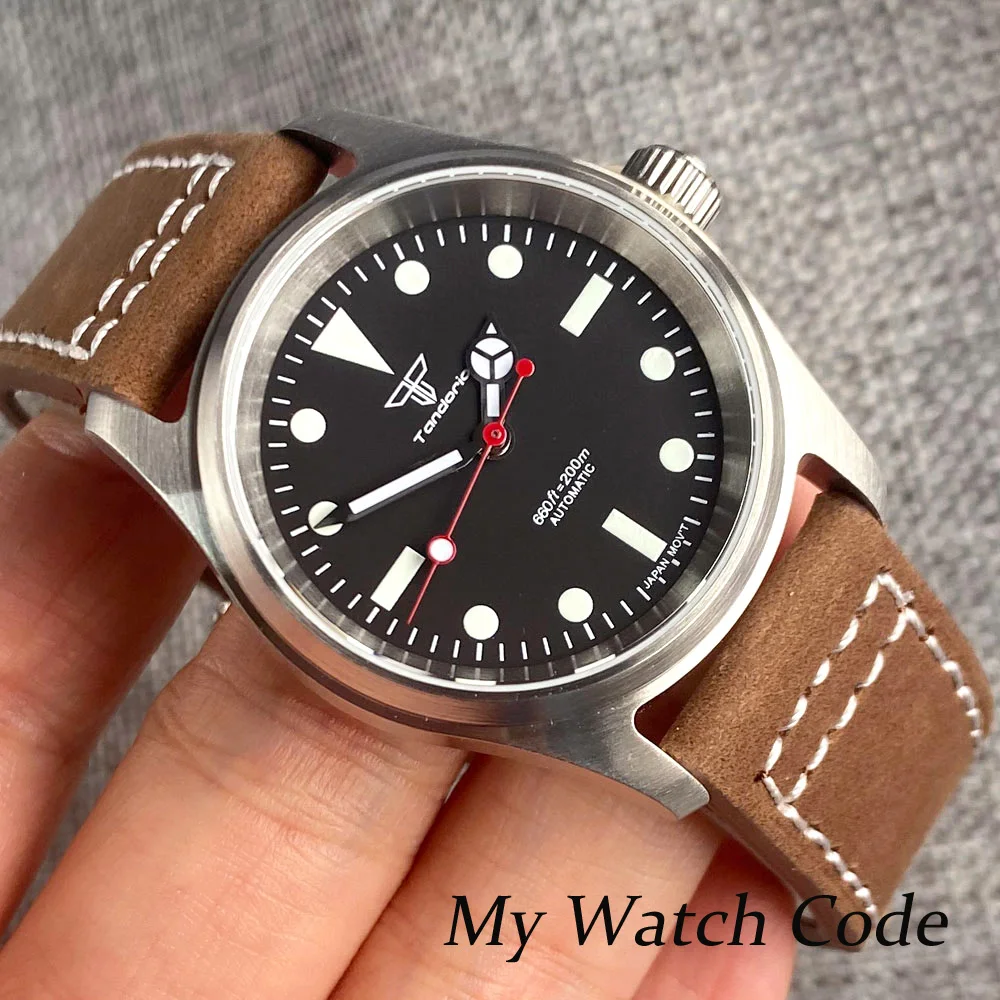 Tandorio Vintage 36mm Lady Pilot  Automatic Watch NH35A Red Second Hand Waterproof Sport Watches Montre Homme 20Bar Dive Clock enlarge