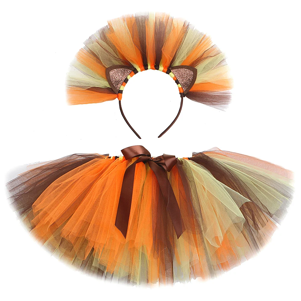 

Lion Tutu Skirt For Girls Perform Dance Toddler Baby Tutus Tulle Skirt Kids Halloween Zoo Animal King Costume With Mane Headband