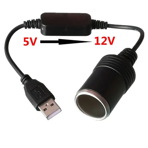 Автомобильный преобразователь питания от 5 В до 12 В, повышающий USB-переходник «папа» на прикуриватель, женский адаптер, кабель питания для видеорегистратора, автоаксессуары
