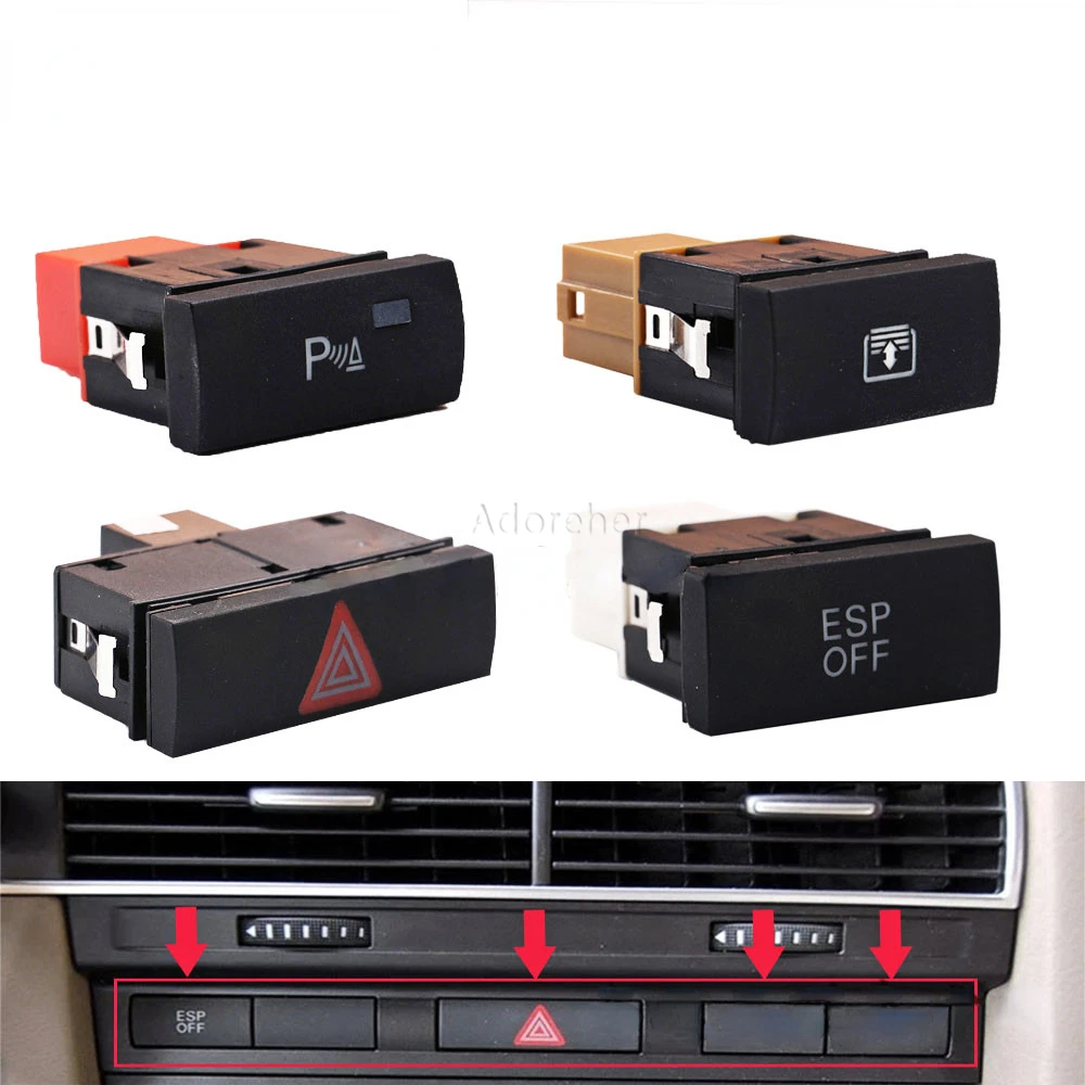 

Car ESP Parking Aid Switch Anti Slip Switch Dual Flash Button Switch Roller Shutter Switch for Audi A6L C6