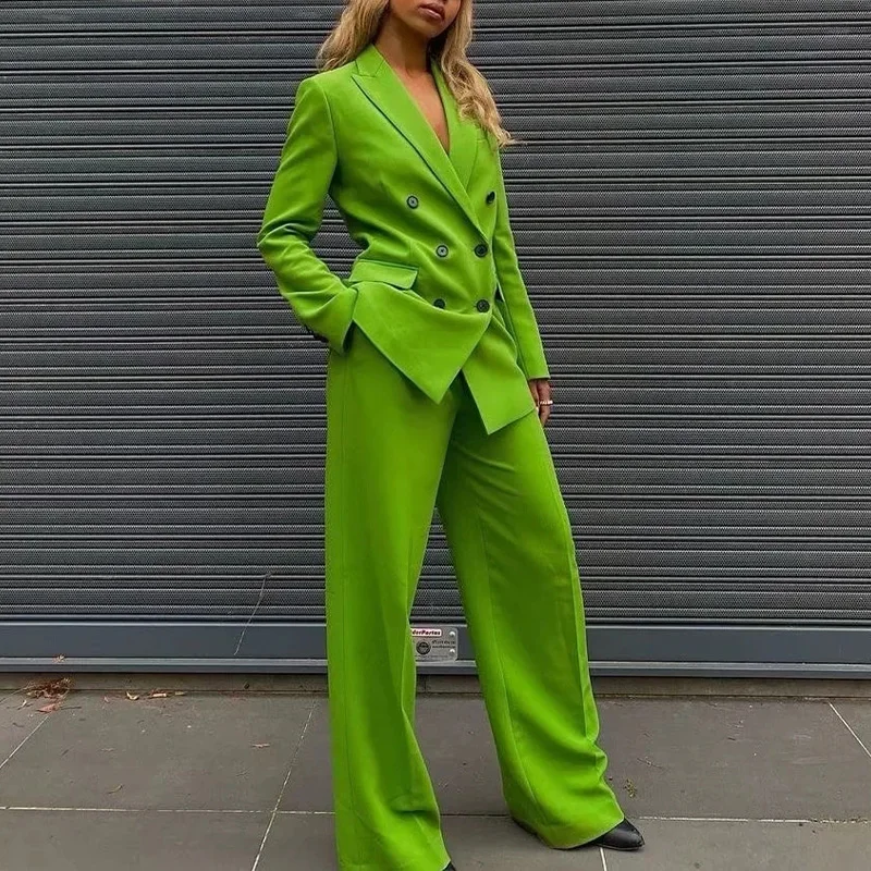Женский офисный костюм из двух предметов элегантный однотонный пиджак с